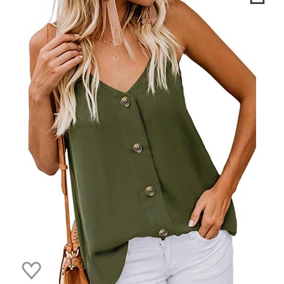 amazon Tops - NWT Women's Button Down V Neck Strappy Tank Top